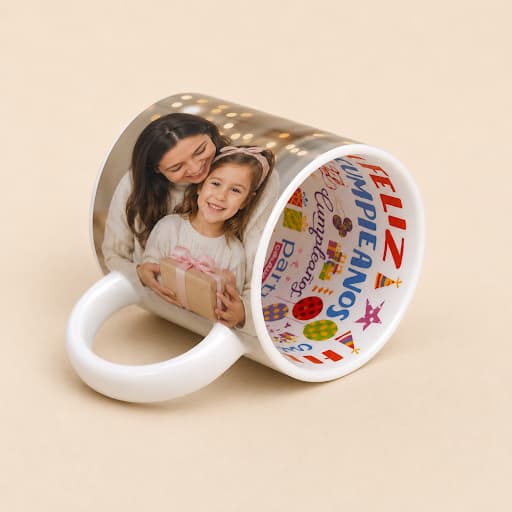 11 oz Sublimation Mug – "Feliz Cumpleaños" Inner Print (Spanish)