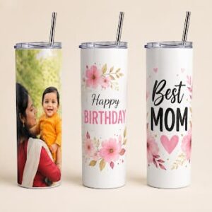 20 oz Personalized Stainless Steel Tumbler with Straw Lid