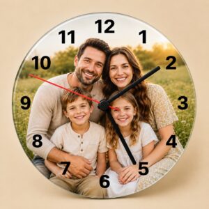 Custom Photo Glass Clock – Personalized Family Clock