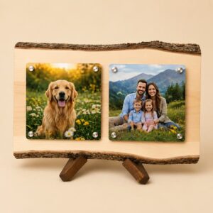 Personalized Live Edge Wood Photo Display Horizontal