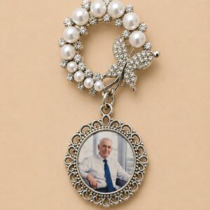 Personalized Memorial Photo Brooch With Butterfly