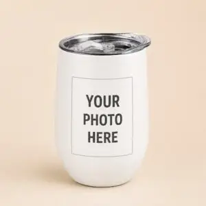 Personalized 12 oz stainless steel wine tumbler with custom photo