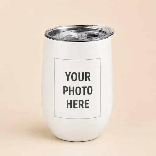 Personalized 12 oz stainless steel wine tumbler with custom photo