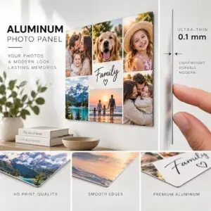 An ultra-thin metal photo panels feature vibrant, high-quality printing on a smooth aluminum surface